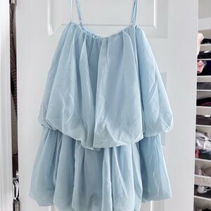 PrettyLittleThing Blue Ruffled Tiered Mini Dress